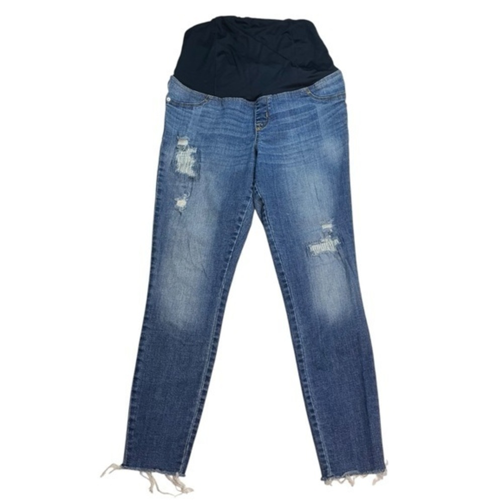 Isabel Maternity by Ingrid & Isabel‎ Blue Distressed Raw Hem Jeggings Size 8